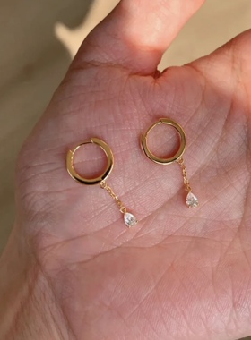 金色灵动水滴流苏灵动耳环漂亮小众ins高级感简约百搭女耳饰耳扣