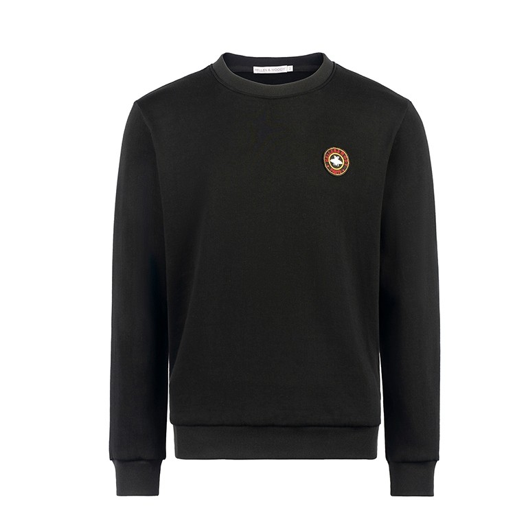 HELLEN&WOODY秋季套头圆领长袖黑色卫衣男贴章休闲时尚男士长袖,男装,卫衣,淘宝优惠券,粉丝福利购,淘宝优惠卷