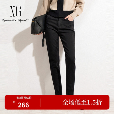 XG雪歌女装2026年新款XK102016A190-XG雪歌春款黑色休闲裤