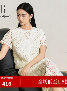 XG/雪歌XK221025A791勾花镂空短袖衬衫2026夏季新款米白色上衣女