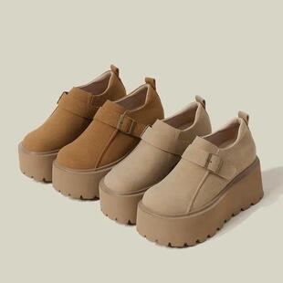 8cm增高厚底勃肯鞋女2026春新款一脚蹬单鞋小个子松糕厚底博肯鞋