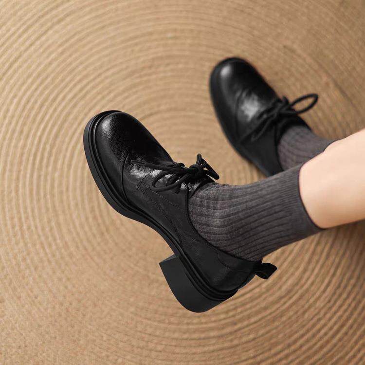 超轻防滑静音厚底乐福鞋女2026春新款软皮复古单鞋网红英伦小皮鞋