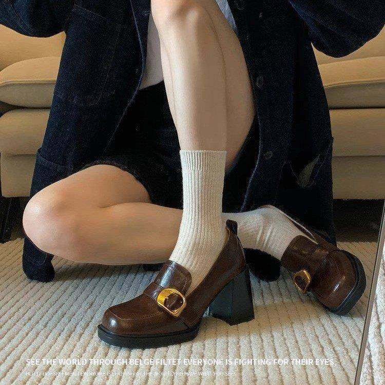 乐福鞋女英伦风复古jk小皮鞋女2025秋季新款百搭休闲粗跟高跟单鞋