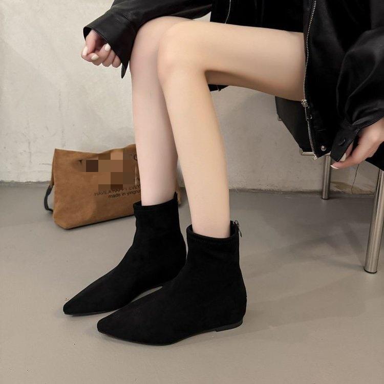 法式尖头短靴女2025秋冬新款网红超火弹力瘦瘦靴高级感气质小裸靴