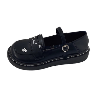 英伦风厚底小皮鞋女2025秋季新款乐福鞋一脚蹬日系学院风搭扣单鞋