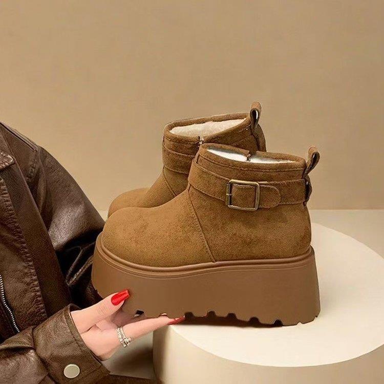 松糕厚底雪地靴女款2025新款冬季女鞋加绒加厚东北棉靴保暖短靴子