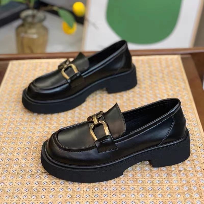 小众一脚蹬乐福鞋黑色单鞋