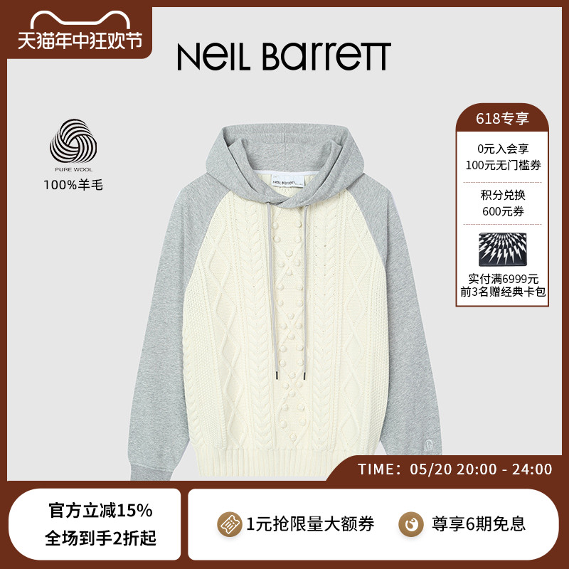 黑色套头NeilBarrett连帽