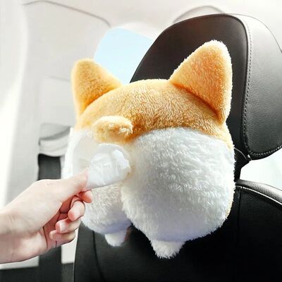 Soft Plush Car Tissue Holder Hanging Car Tissue Box Cover Or