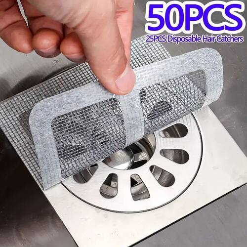 50pcs Disposable Shower Drain Hair Catcher Mesh Shower Drain