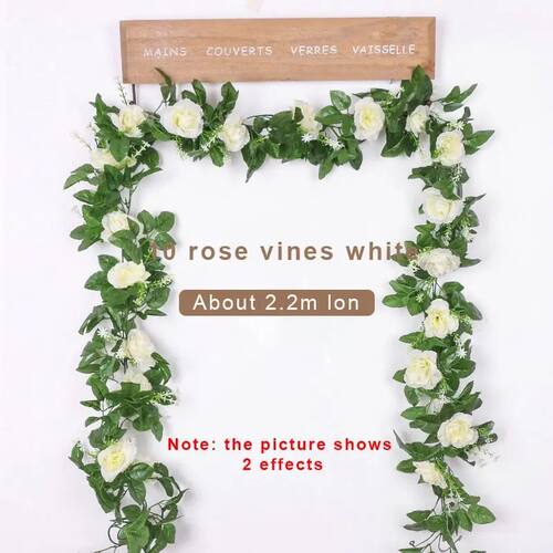 1Pcs 2.2M Artificial White Flower Fake Hanging Fake Vine Pla
