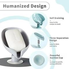 2pcs Drain Soap Holder Leaf Shape Soap Box Suction Cup Tray