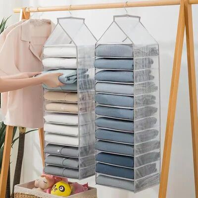 1pc Wardrobe Hanging Storage Bag Cabinet Organizer For Pants