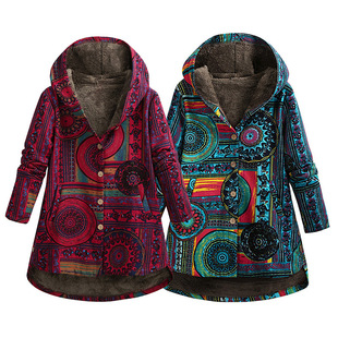 Print Plus Warm Sweatshirt Hooded Line And tton Women 2025