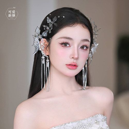 新娘森系超仙减龄婚纱耳饰