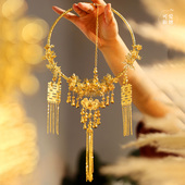 中式 金色喜字流苏项圈重工古典结婚仿真金项链新娘秀禾龙凤褂配饰