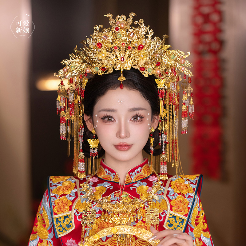 中式复古奢华新娘汉服凤冠