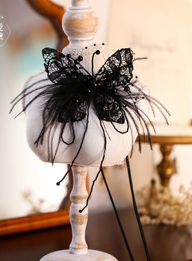 可爱新娘超仙蕾丝羽毛创意项链