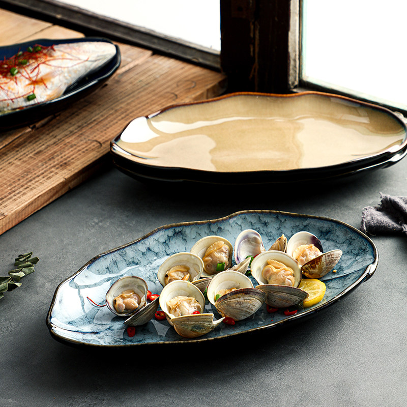 鱼盘家用蒸鱼盘子大号碟子陶瓷椭圆形高级感菜盘商用酒店餐具创意,餐饮具,盘,淘宝优惠券,粉丝福利购,淘宝优惠卷