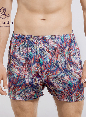 soie jardin7#男平角裤蚕丝真丝内裤透气亲肤印花青年居家短裤