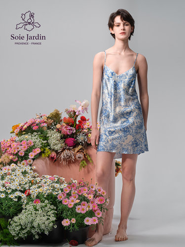 soiejardin印花真丝印花吊带裙