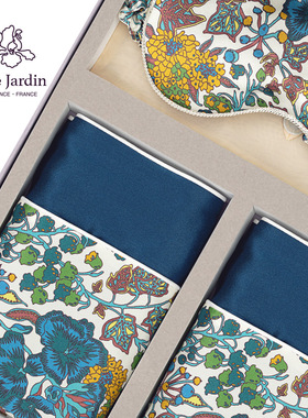 soie jardin25新春真丝印花枕套眼罩发圈丝巾组合礼盒礼袋