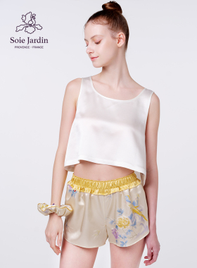 soie jardin0#素色真丝露脐宽松短上衣背心重磅真丝内搭时髦单品