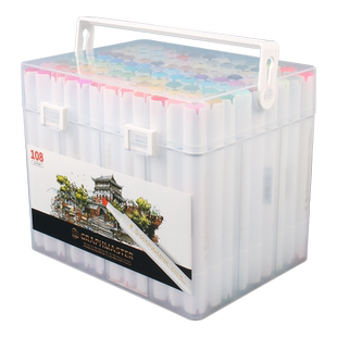 sta斯塔马克笔GM1020套装油性硬头酒精双头彩绘速干儿童水彩笔24/36/48/60/80/108色学生专用肤色动漫绘画笔