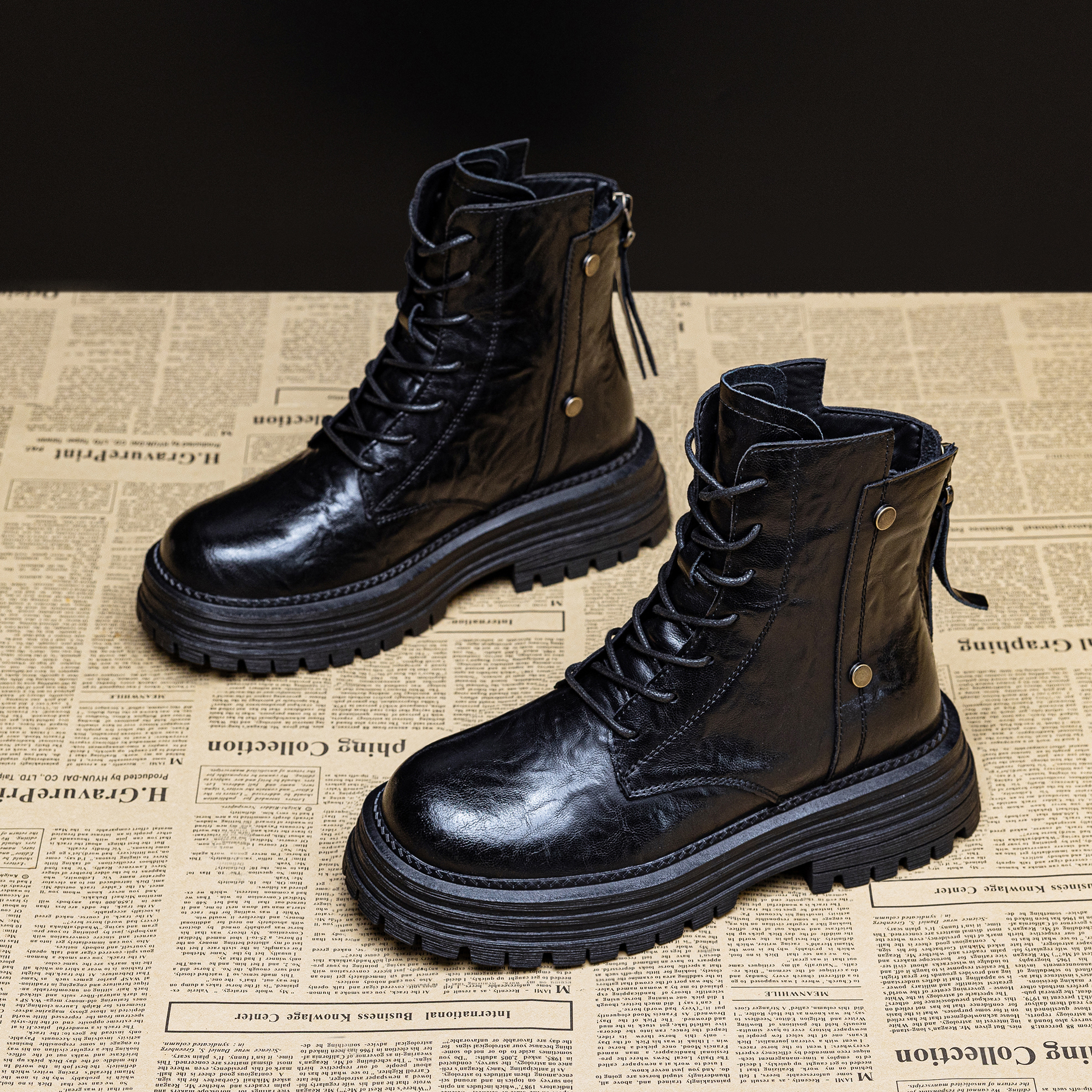 内增高马丁靴子女英伦风公转短靴