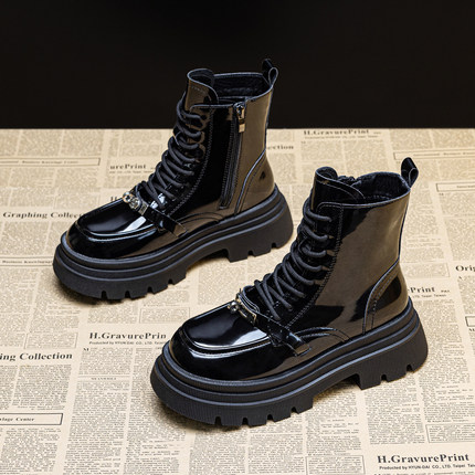 内增高7cm马丁靴女2025秋冬新款英伦风百搭单靴爆款中筒厚底靴子