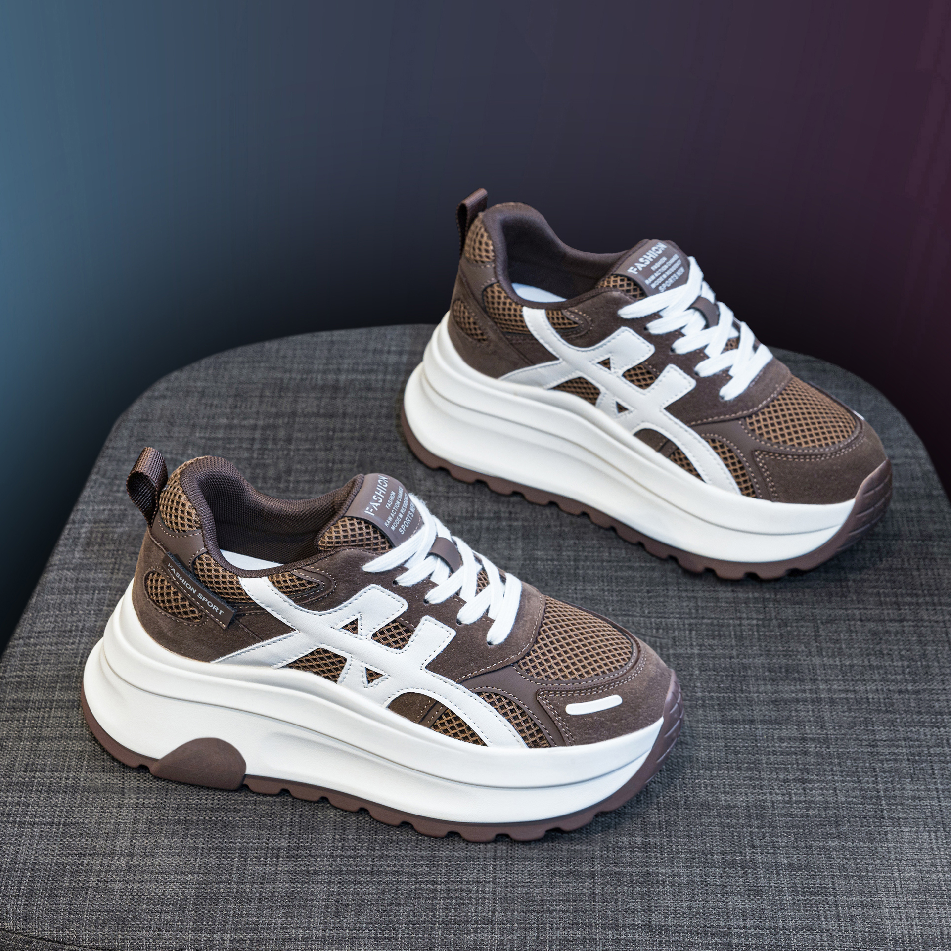 内增高7cm阿甘鞋女秋冬老爹鞋子