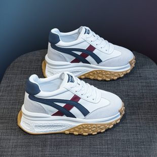 女2025秋季 小个子阿甘鞋 新款 爆款 休闲厚底老爹鞋 内增高9cm德训鞋