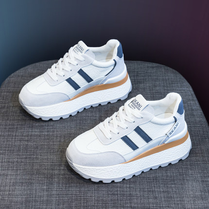 超火内增高7cm德训鞋女2025秋季新款休闲厚底老爹鞋爆款阿甘鞋子