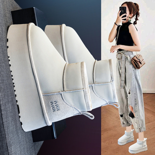 加绒加厚短筒靴子保暖东北大棉鞋 内增高9cm雪地靴女2025冬季 新款