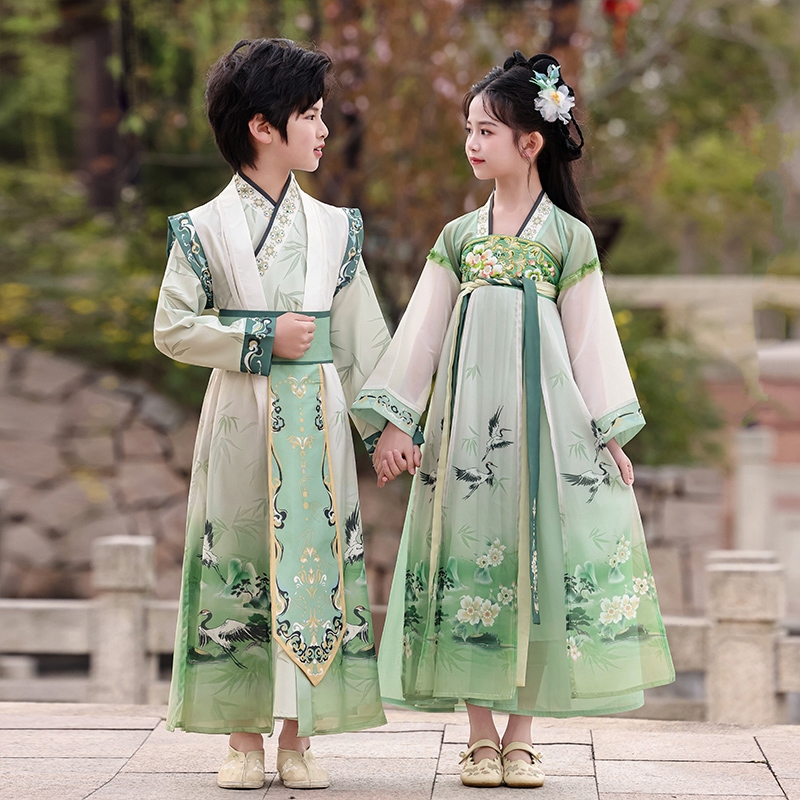 漢服男童新款女童兒童古裝書(shū)童國(guó)學(xué)服唐裝小學(xué)生六一兒童演出服裝