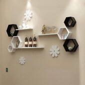 墙上置物架客厅电视背景墙卧室墙壁挂美化墙面创意装 饰六边形方格