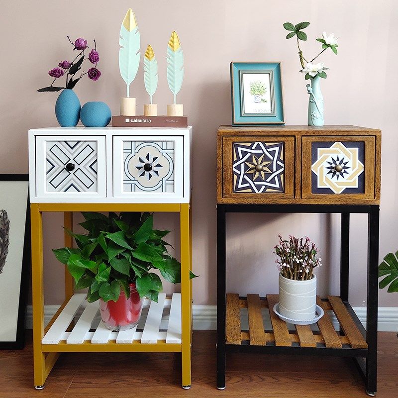 簡約床頭櫃複古鐵藝鬥櫃多功能抽屜儲物收納櫃客廳邊櫃裝飾玄關櫃在類目 住宅傢俱, 櫃類, 牀頭櫃中 - 來自Buy2taobao.com提供專業的淘寶代購服務