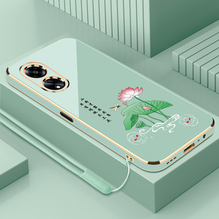 适用电镀荷花锦鲤oppoa1手机壳a1pro新款a1x情侣a1活力版高级女款个性直边硅胶软壳小众镜头全包防摔男保护套