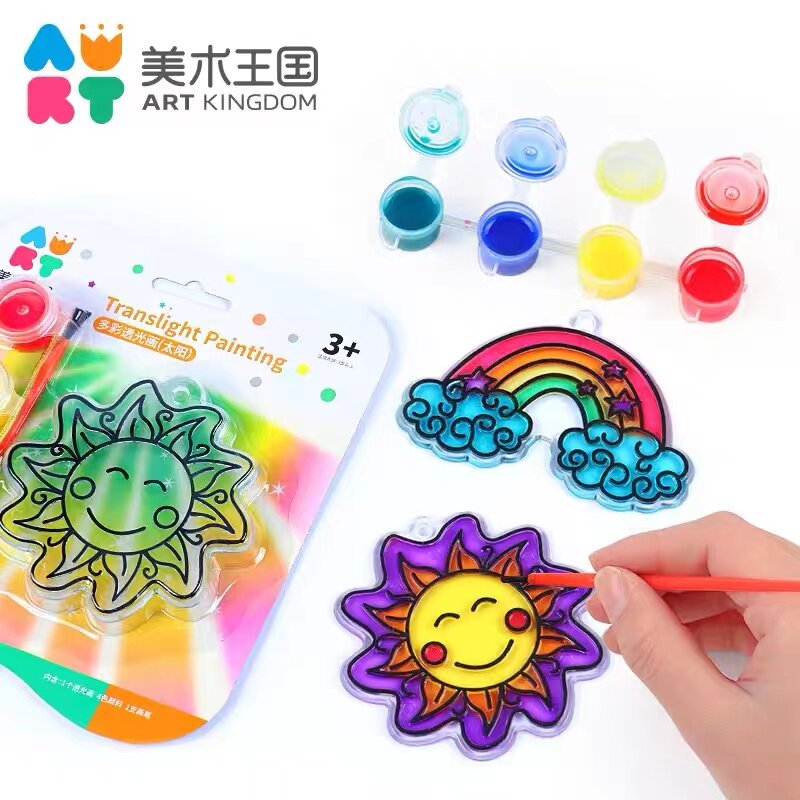 美术王国胶画烤画儿童DIY手工免烤玻璃胶画套装幼儿颜料可爱涂画涂鸦|msdalam kategori Kamus elektronik/buku kertas elektronik/alat tulis, Tulis lain-lain - dari Buy2taobao.com untuk memberikan perkhidmatan ejen Taobao profesional membeli