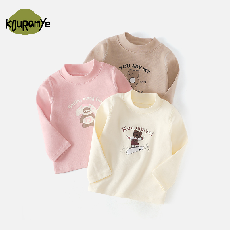 女童加厚打底衫酷娃米中领T恤