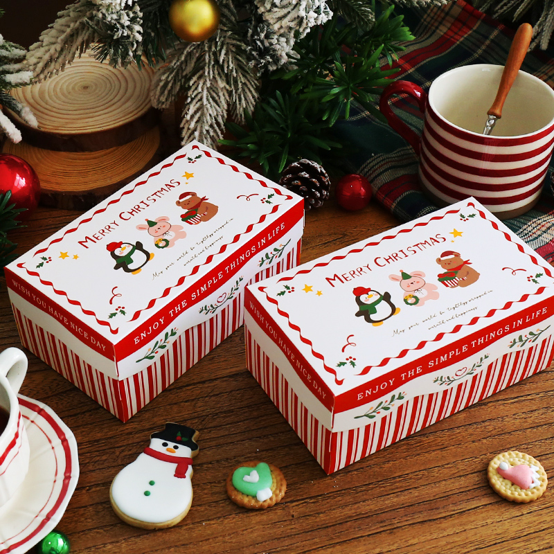 圣诞节礼品包装盒糖果饼干卡通可爱纸质礼盒圣诞礼物盒条纹装饰盒