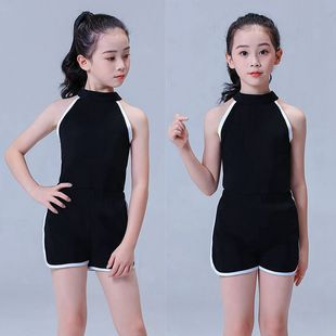 少兒模特訓(xùn)練服裝 T臺走秀演出服 套裝 兒童形體禮儀練功服女童夏季