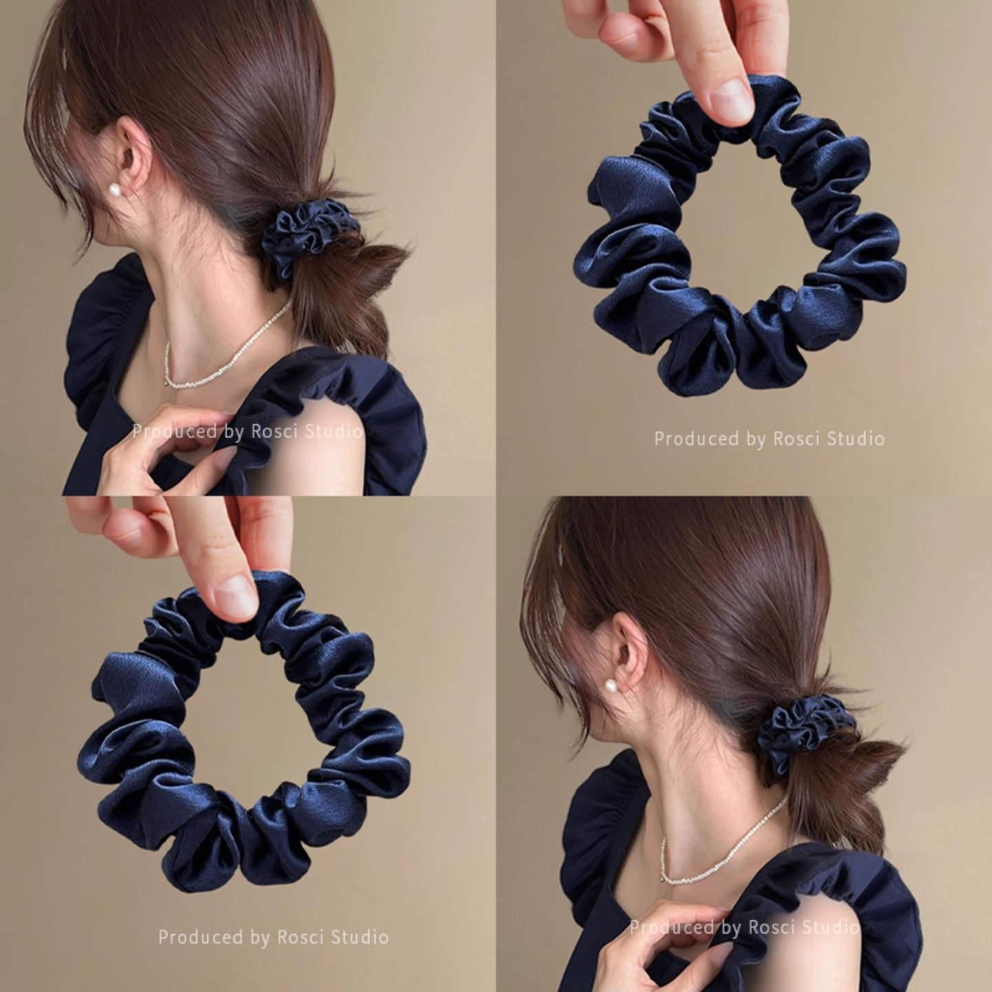 高级感缎面小肠发圈女头绳扎马尾