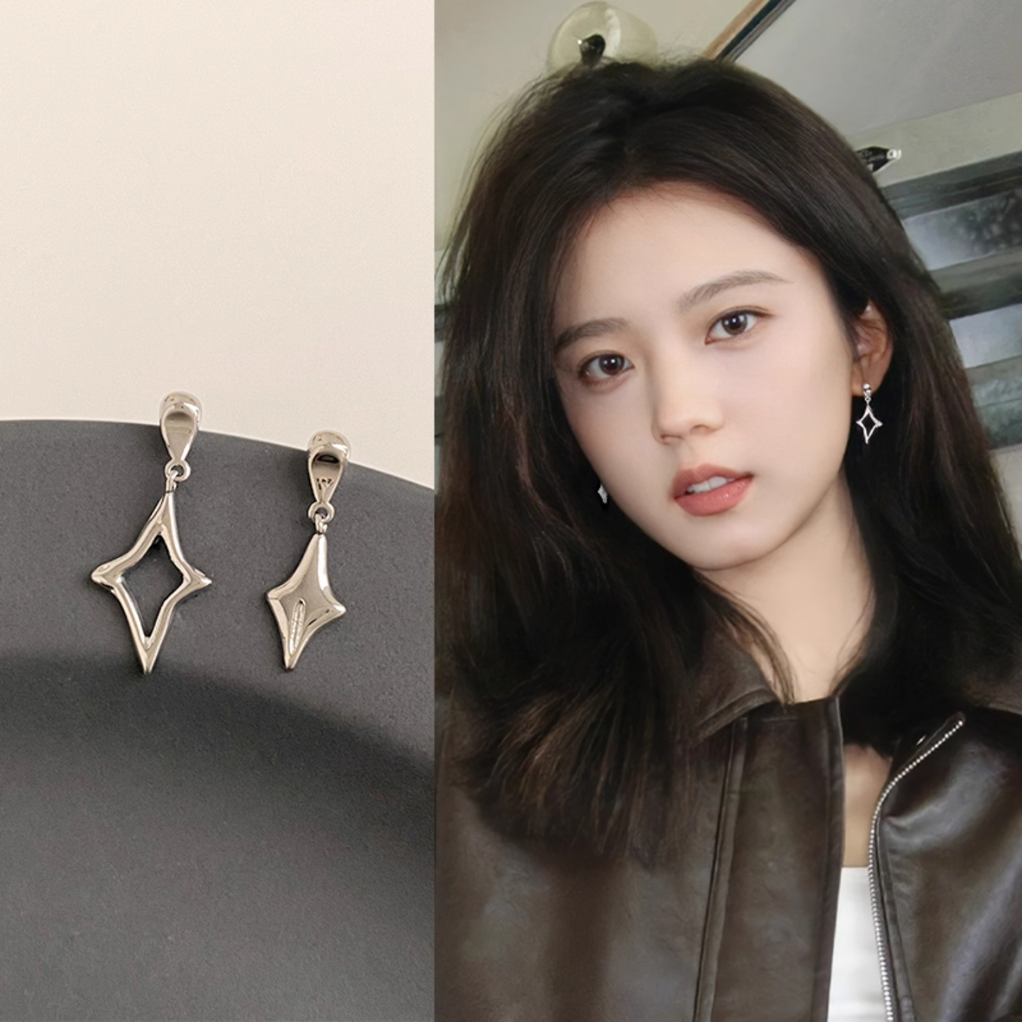 星星不对称银色耳钉2025新款爆款