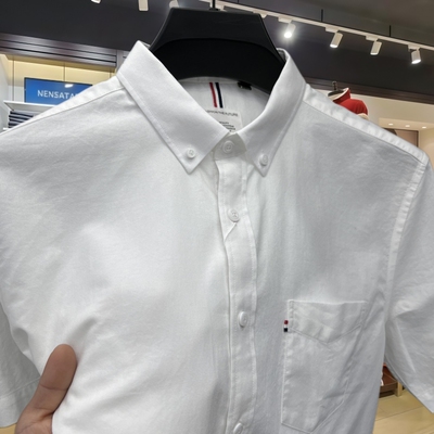 Tommy汤米夏季100%纯棉短袖衬衫