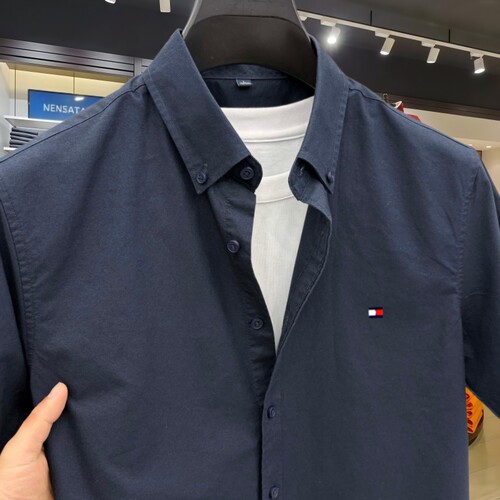 Tommy汤米夏季100%纯棉短袖衬衫