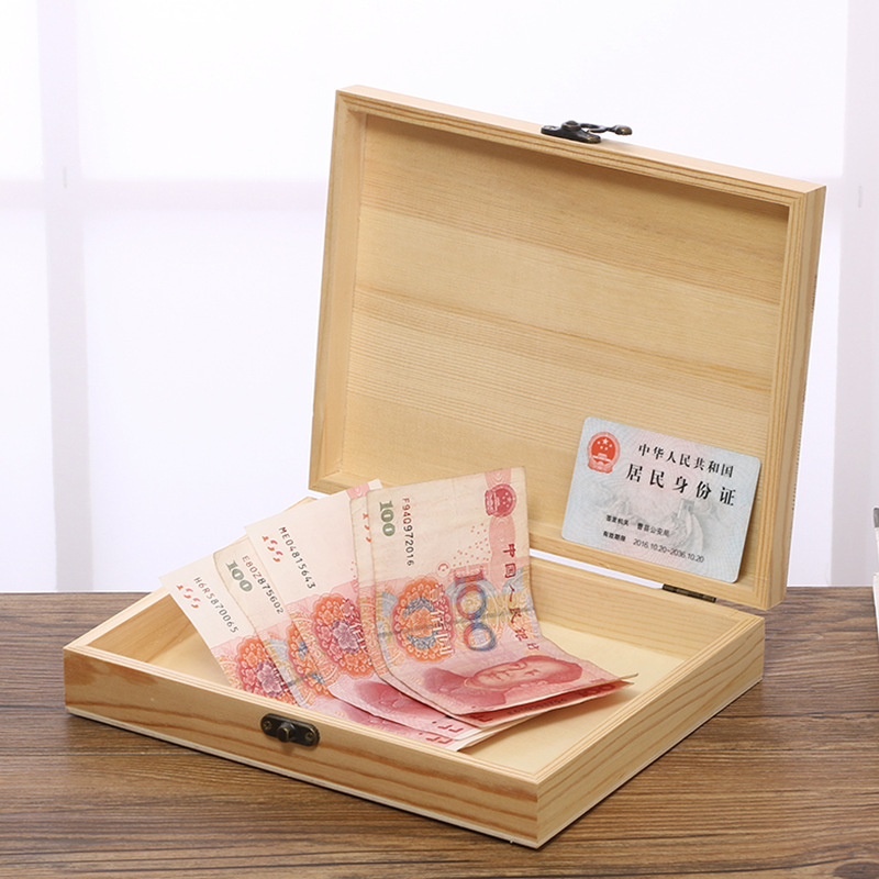 定制长方形翻盖木盒证件盒桌面收纳盒定做大号木质礼品包装盒茶盒