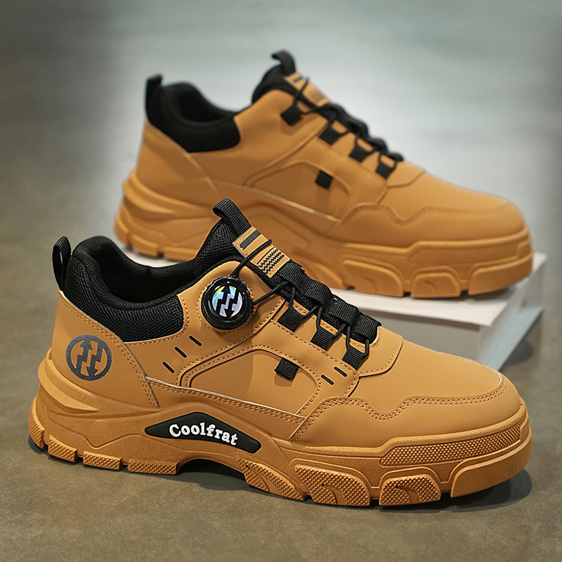 秋季男鞋2024新款透气工装鞋子男潮流百搭马丁靴男士厚底运动板鞋