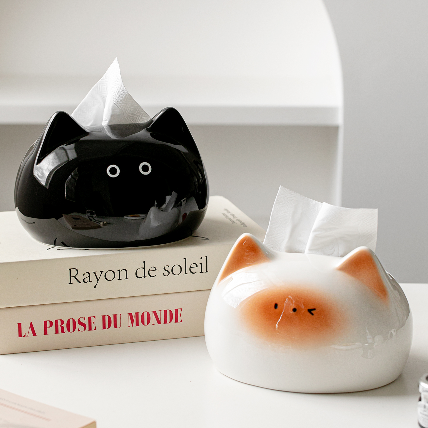 可爱猫咪纸巾盒创意装饰摆件