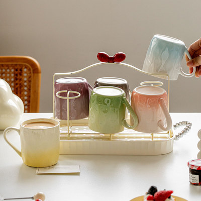 高级感渐变马克杯情侣早餐杯套装